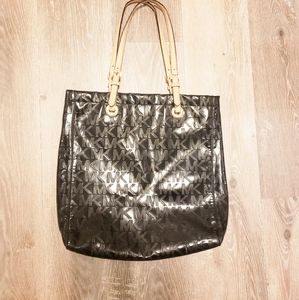 Michael Kors Black Patent Monogram Tote